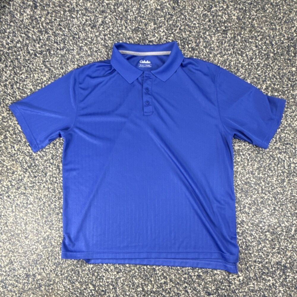 Cabela's Blue Chevron XL Regular Men's‎ Polo Shirt Short Sleeve Button Logo